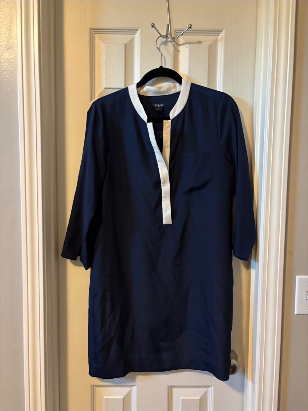J. Crew Navy Mini Dress with White Trim